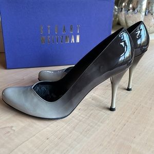 STUART WEIZTMAN Ombré Pump Coal Degrade Patent Shoe